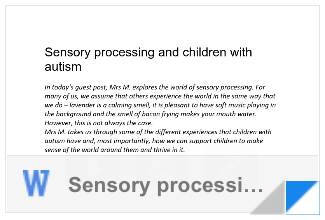 Sensory Processing in Children with Autism – Barry Carpenter Education