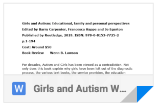 Girls & Autism Book Review - Word Doc Download link