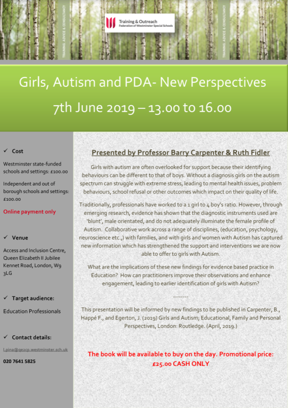 Girls & Autism Event Flyer image - link to download in full